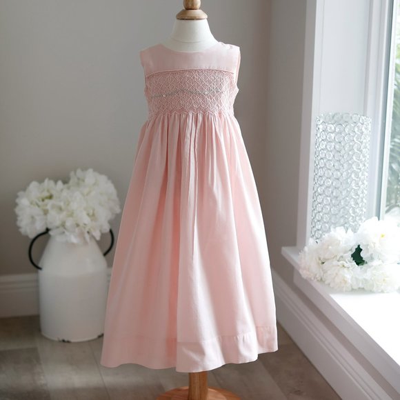 Strasburg Dress Smocked Apricot Blush Pink Size 4 Sundress Portrait Vacation - Picture 1 of 5